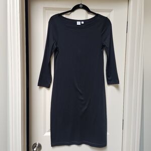 Gap Black 3/4 Sleeve Pima Cotton Blend Knit Dress, Size Small